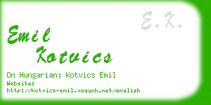 emil kotvics business card